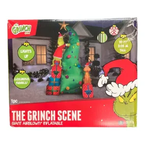 10 Ft. Tall Christmas Inflatable Grinch and Max with Christmas Tree and Presents