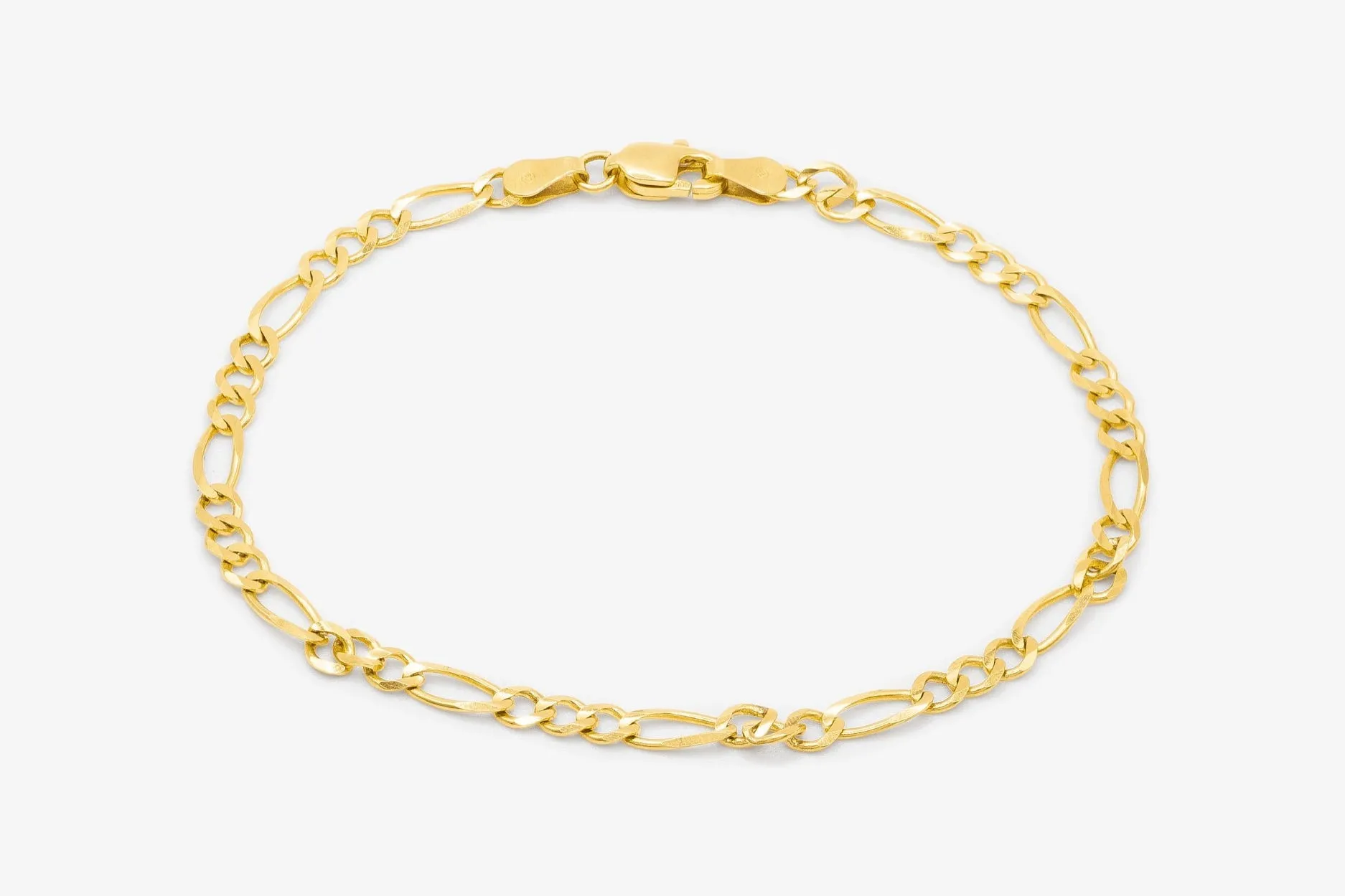 14K Gold Figaro Long and Short Bracelet Wholesale | Solid 14K Gold Finished Bracelet