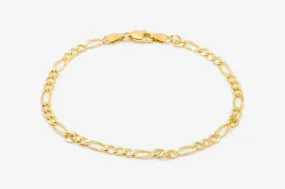 14K Gold Figaro Long and Short Bracelet Wholesale | Solid 14K Gold Finished Bracelet