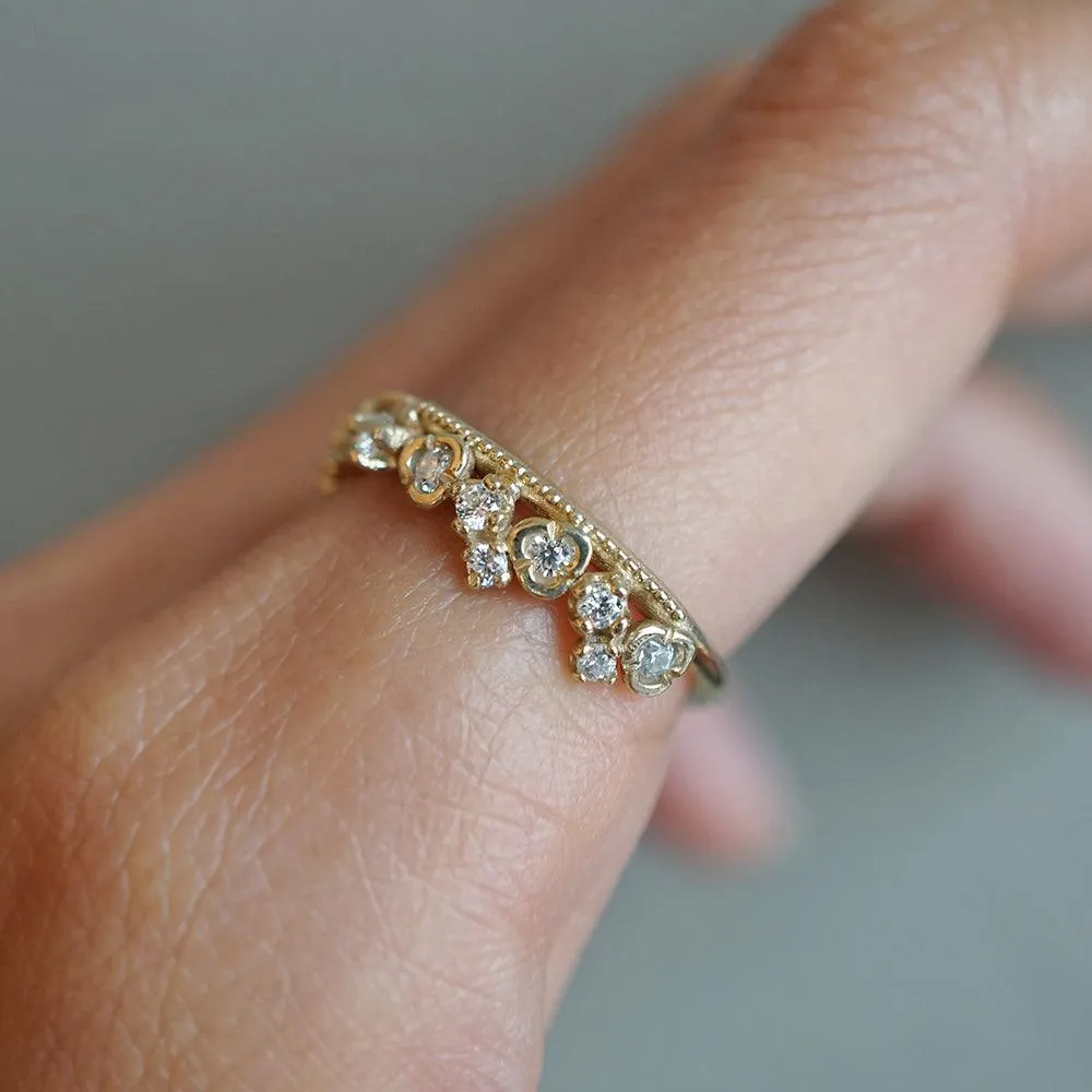 14K Swan Diamond Ring Band