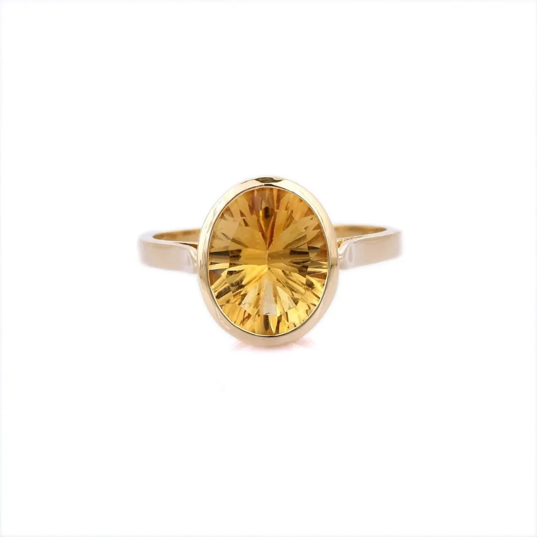 18K Yellow Gold Citrine Ring