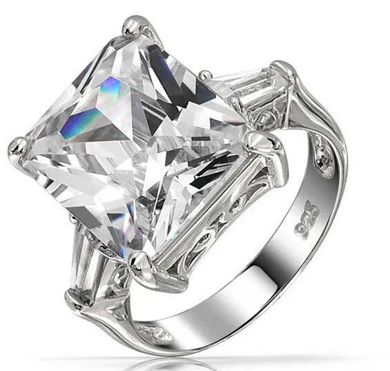 925 Silver CZ Wedding Bridal Engagement Ring