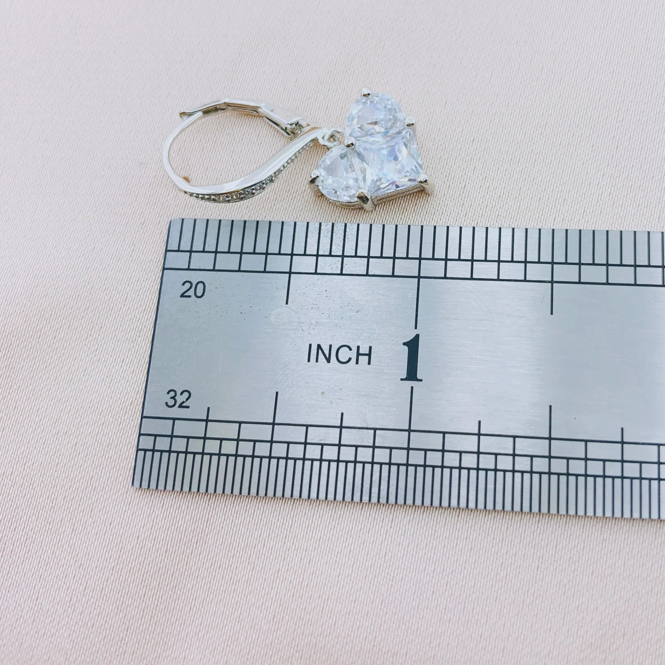 925 Silver Hear CZ Dangle Drop Earring