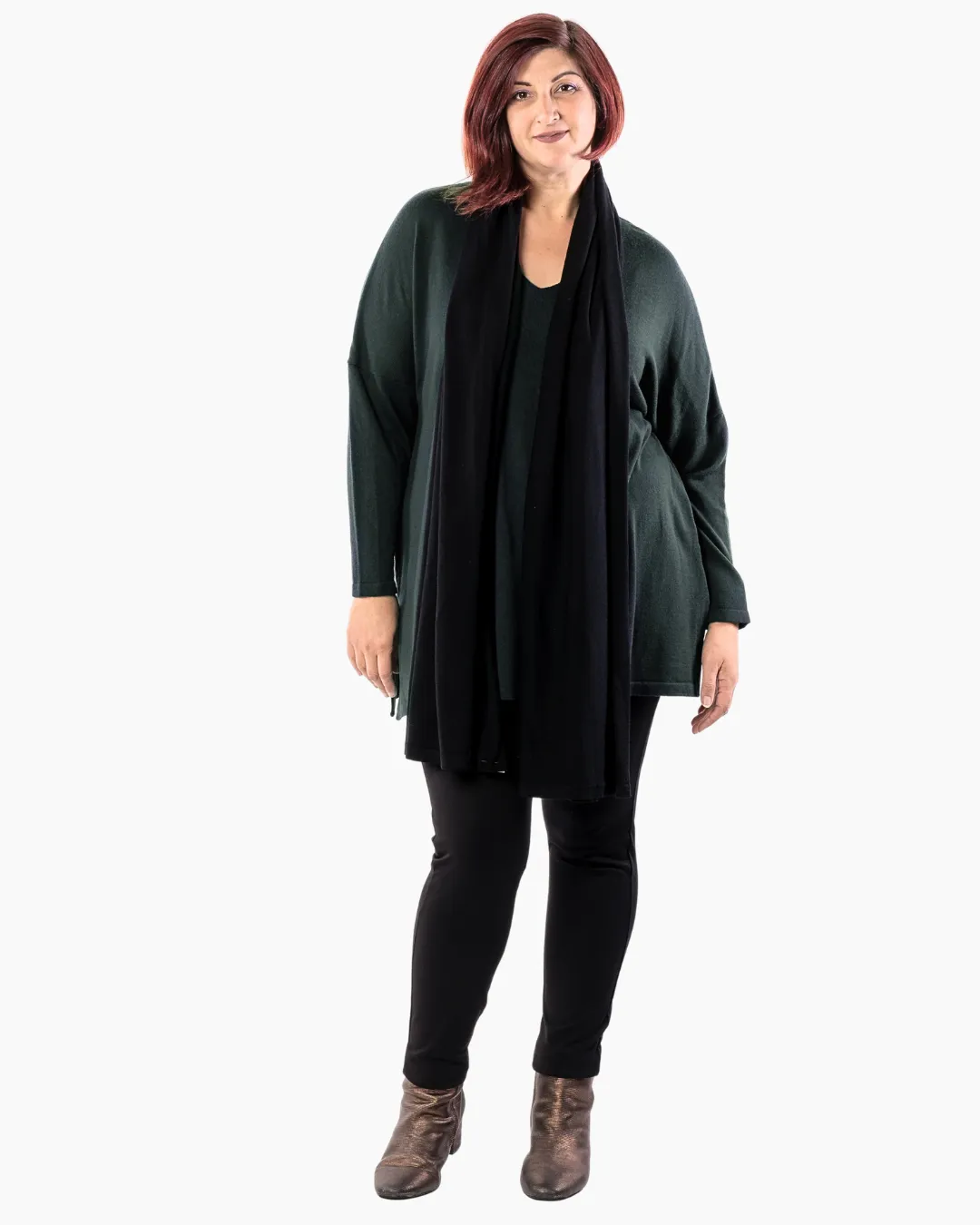 All I Really Want Oversized V-neck Merino Wool Knit - Hunter Green