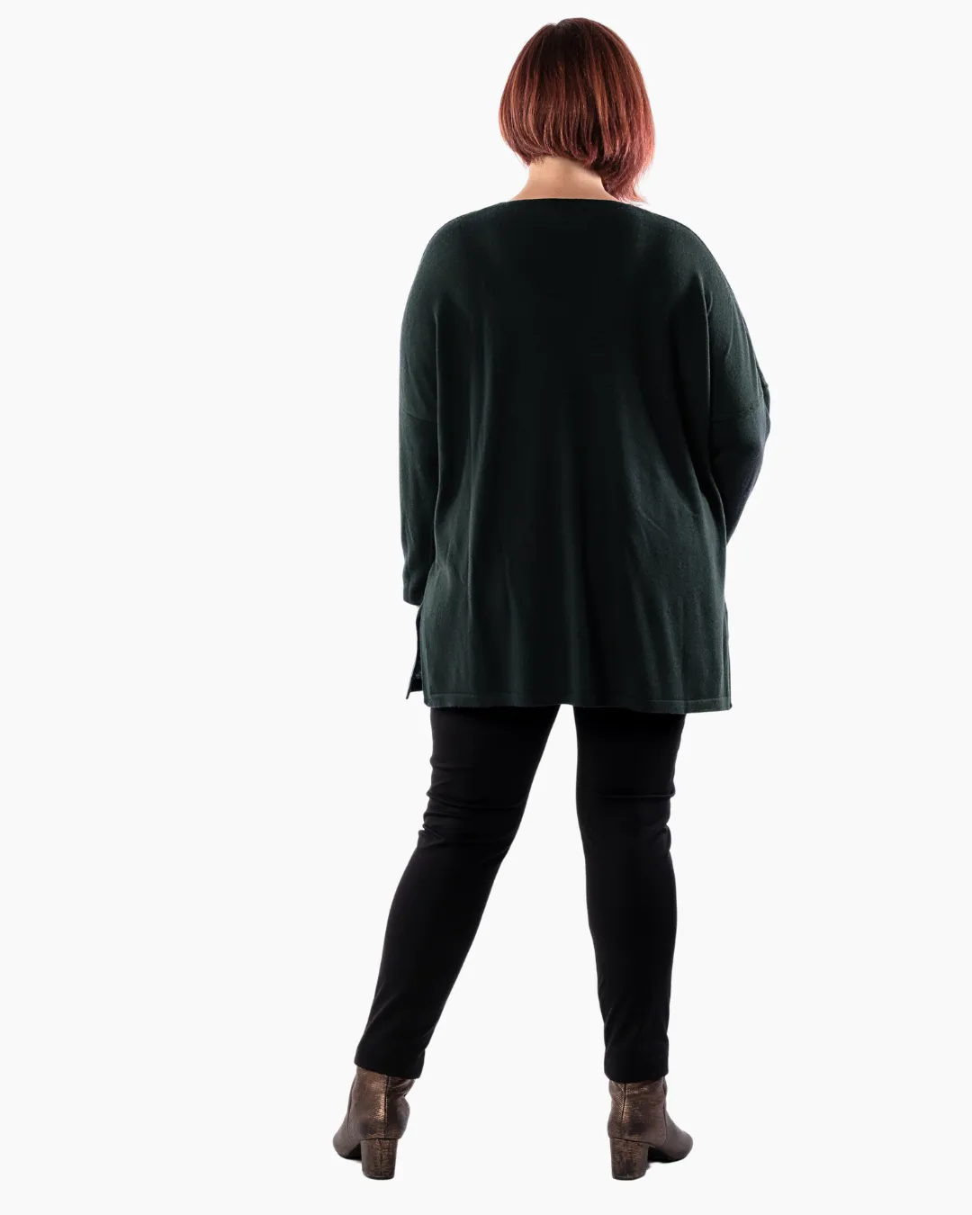 All I Really Want Oversized V-neck Merino Wool Knit - Hunter Green