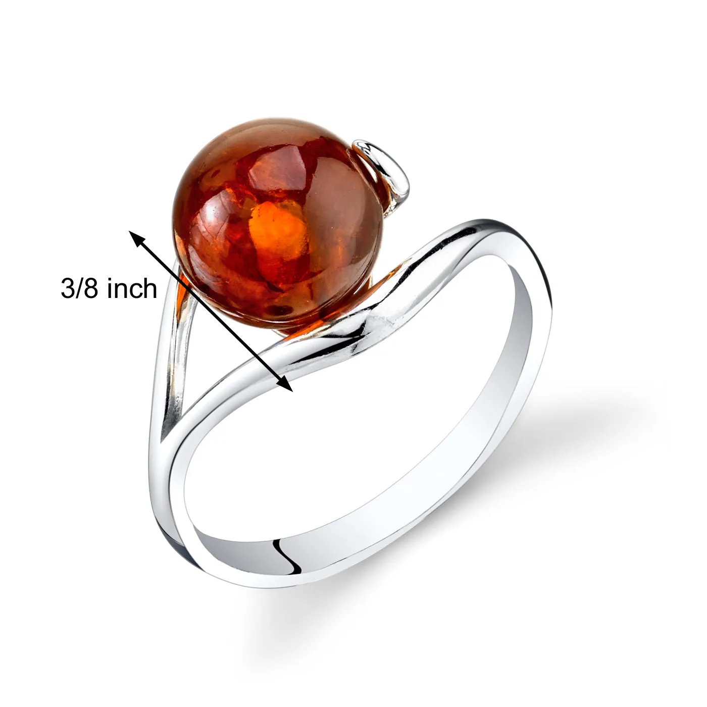 Amber Sterling Silver Ring Size 5