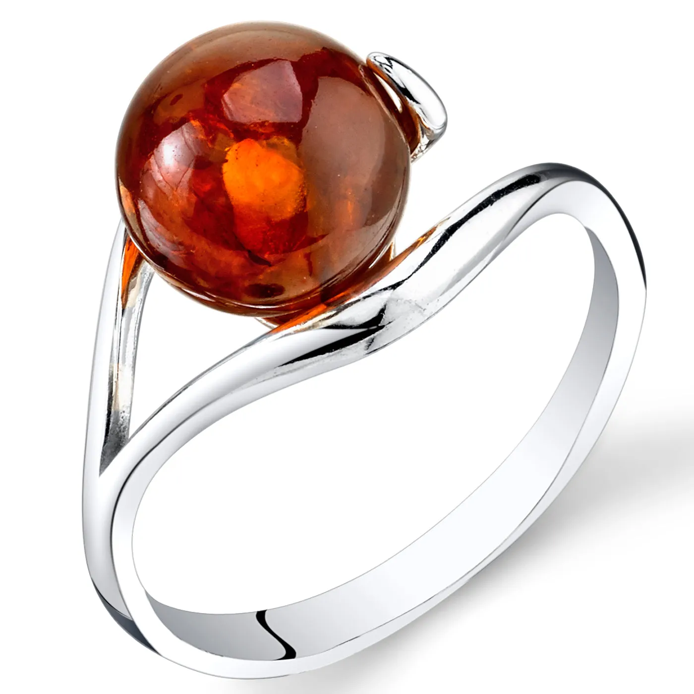 Amber Sterling Silver Ring Size 5