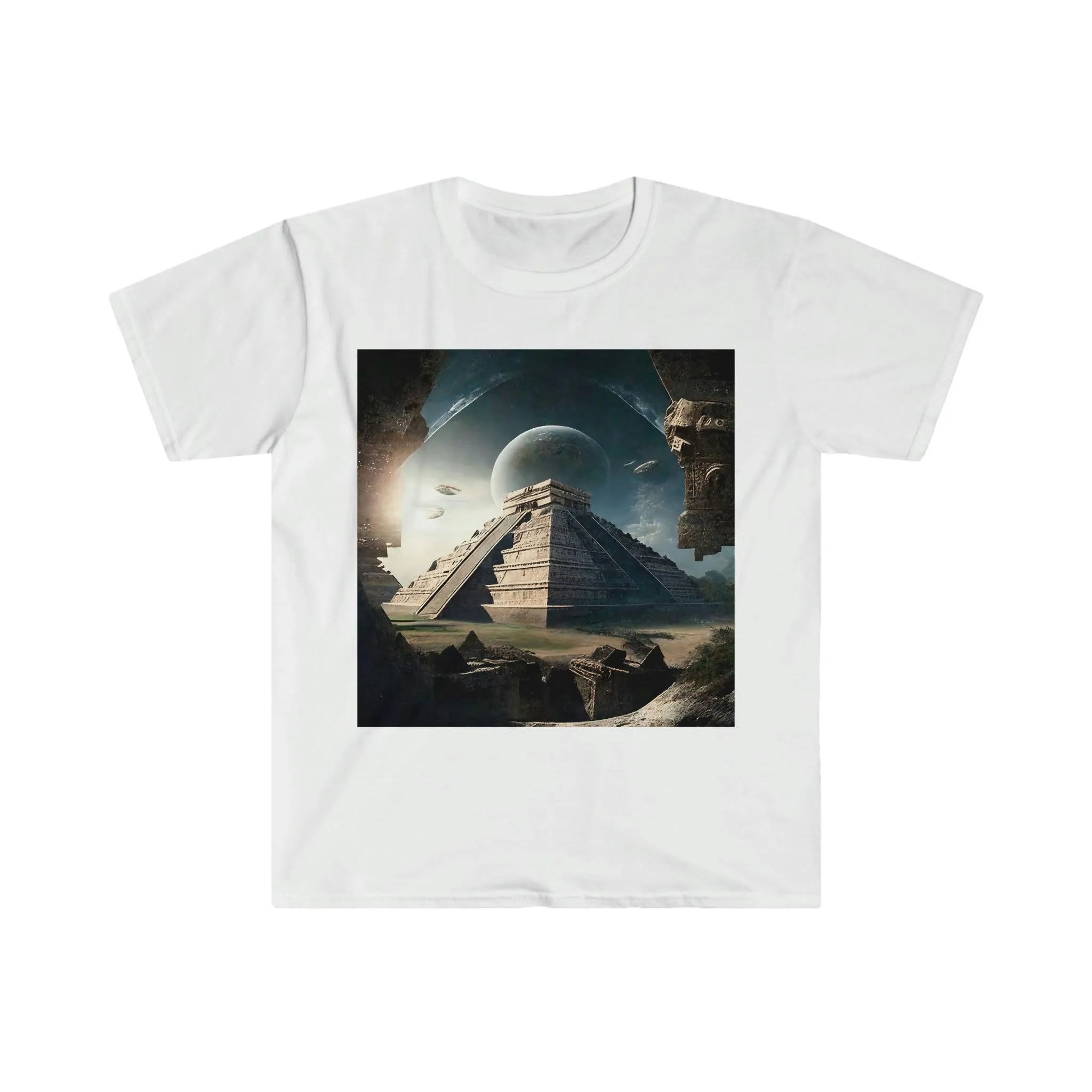 Ancient Aliens AI Digital Art T-shirt v4 - Men's and Women's Unisex Shirt for Festival and Street Wear