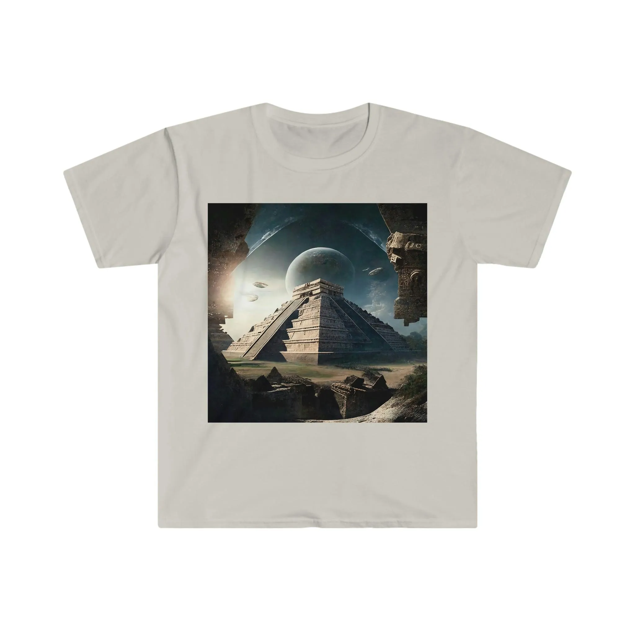 Ancient Aliens AI Digital Art T-shirt v4 - Men's and Women's Unisex Shirt for Festival and Street Wear