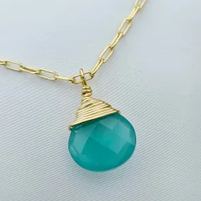 Aqua Chalcedony Journey Necklace - Gold