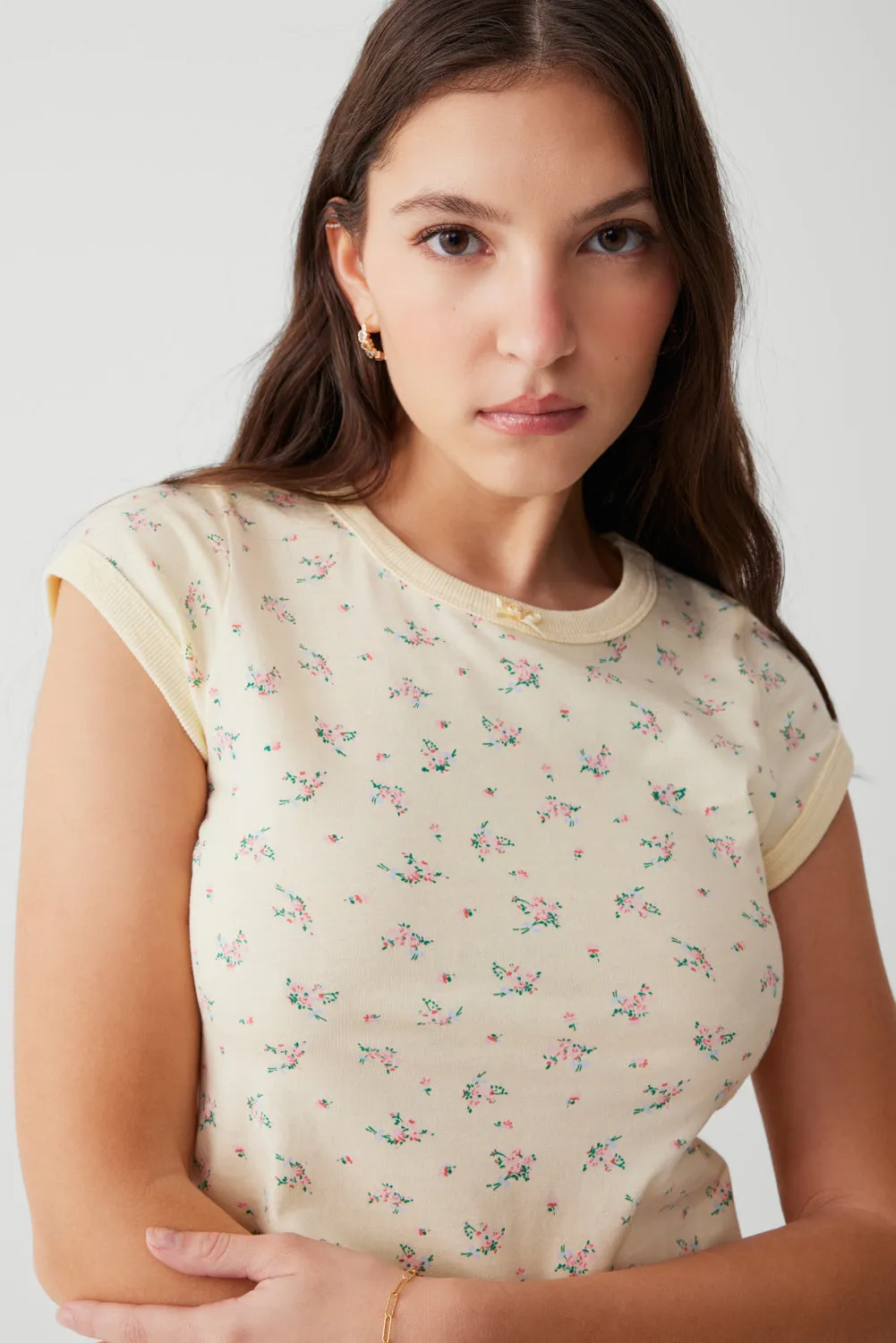 Archie Floral Cotton Tee - Buttercup Bouquet