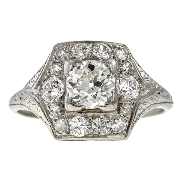 Art Deco Engagement Ring, Old European cut 0.72ct.