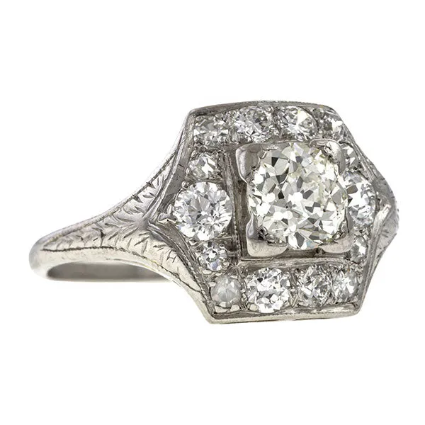 Art Deco Engagement Ring, Old European cut 0.72ct.