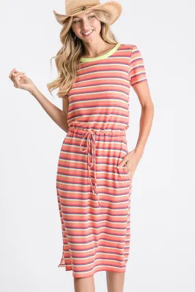 Arya Knitted Midi Dress in Stripes