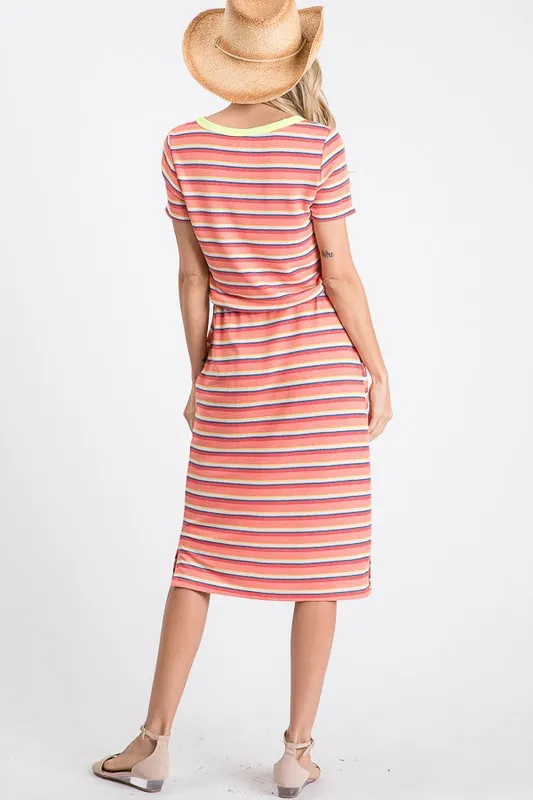 Arya Knitted Midi Dress in Stripes