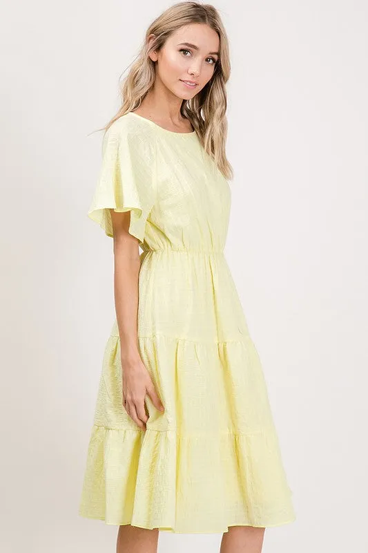 Aubrey Woven Dress in Lemon Drop