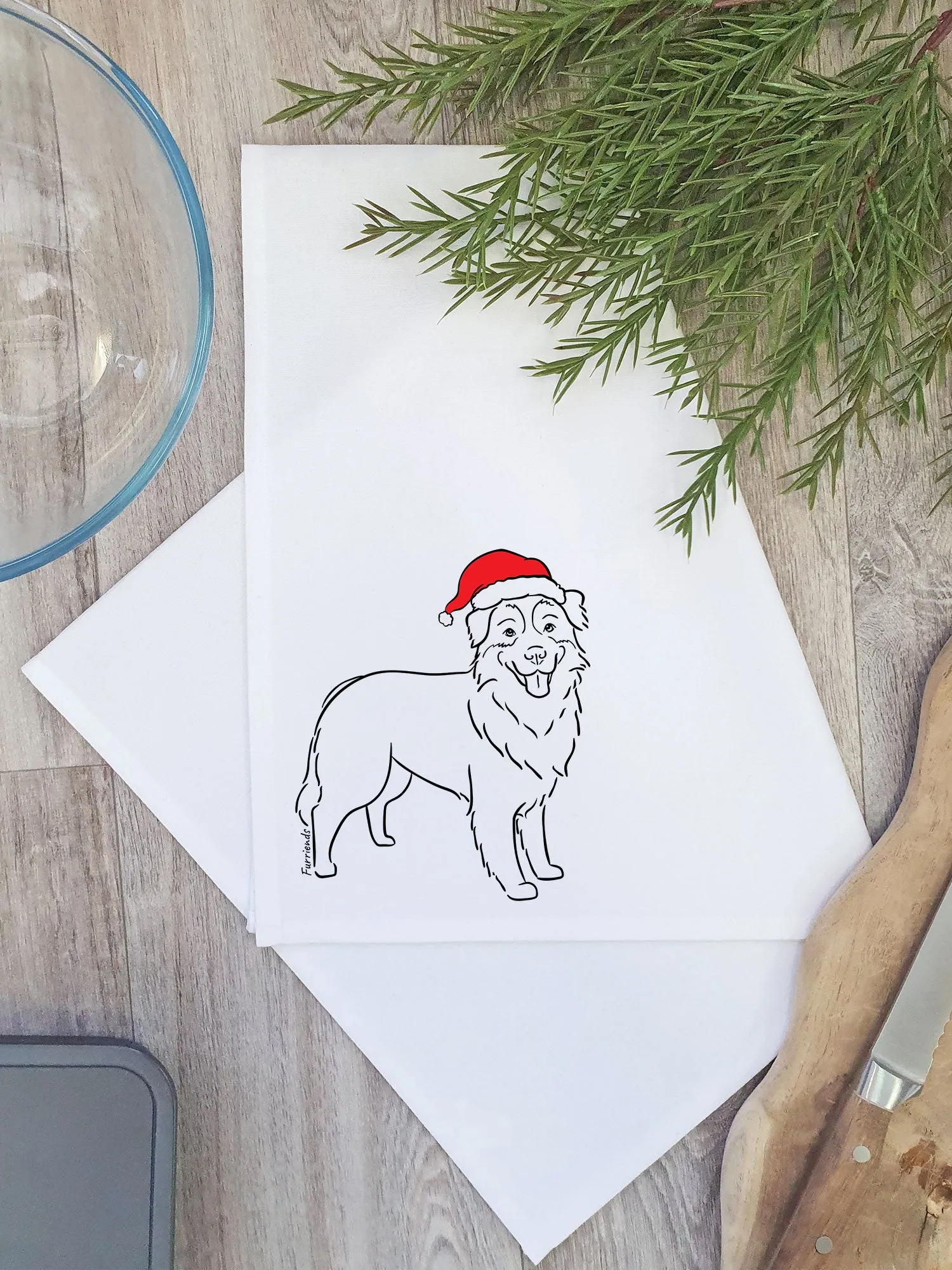 Australian Shepherd Christmas Edition Tea Towel