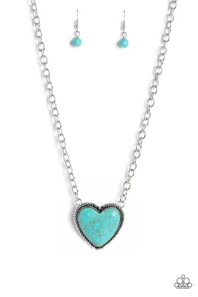 Authentic Admirer Turquoise Blue Stone Heart Necklace - Paparazzi Accessories