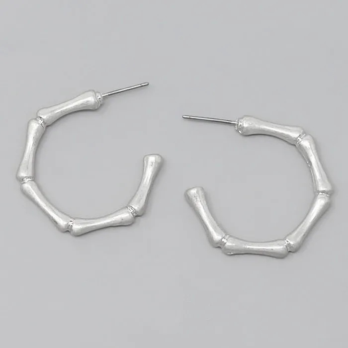 Bamboo Texture Metal Hoop Earrings