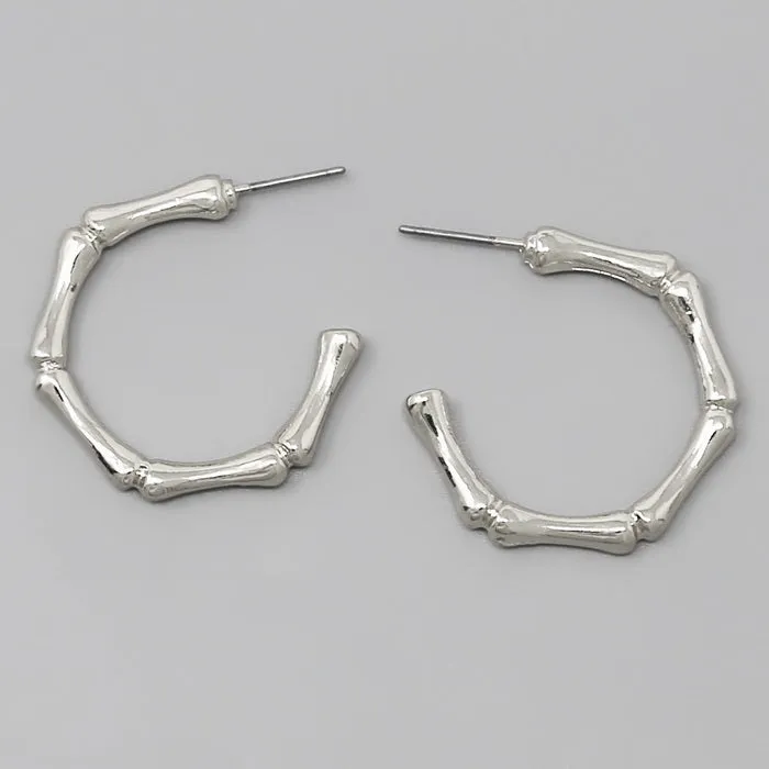 Bamboo Texture Metal Hoop Earrings