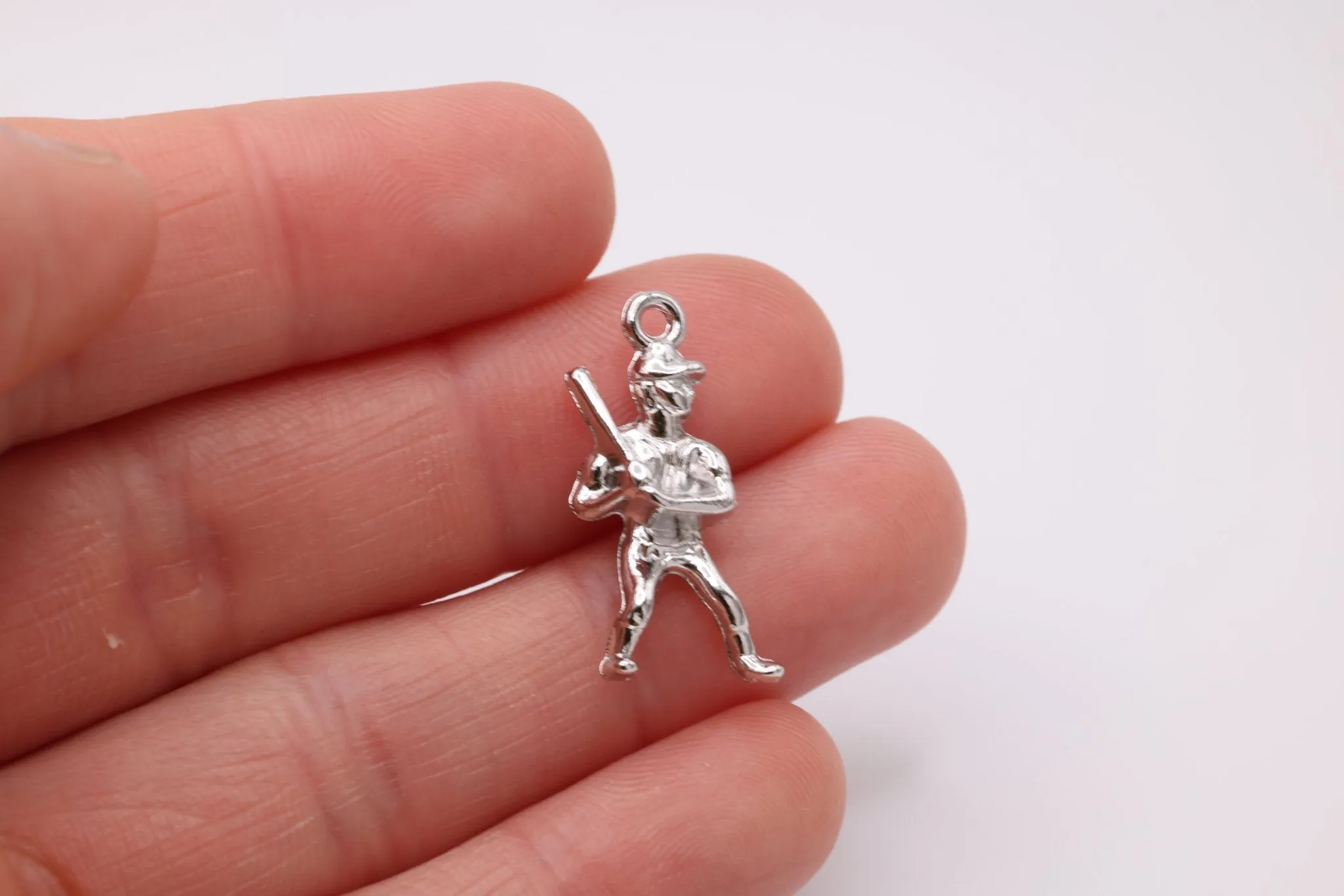 Baseball Player Wholesale Charm, 925 Sterling Silver, 593