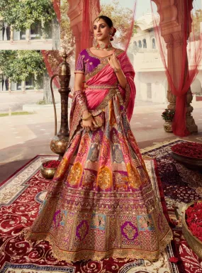 BEAUTIFUL ROYAL YELLOW AND PURPLE LEHENGA SET - RENT