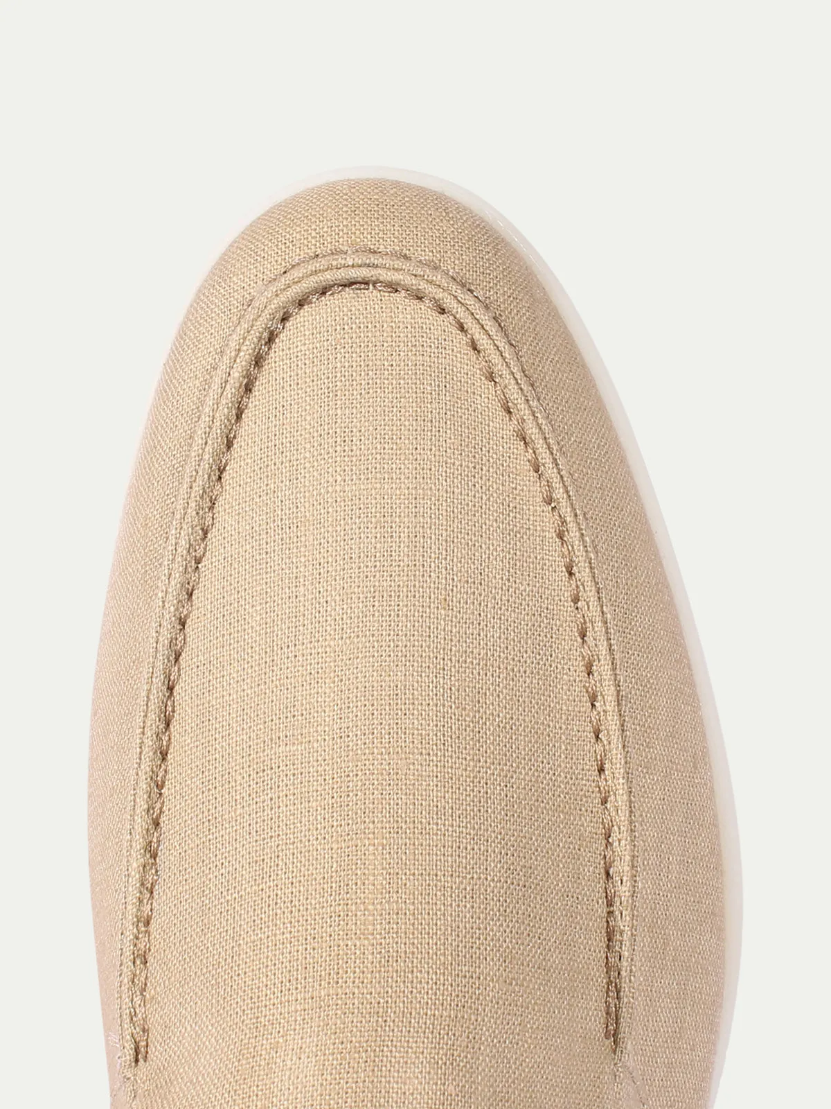 Beige Linen Yacht Loafers