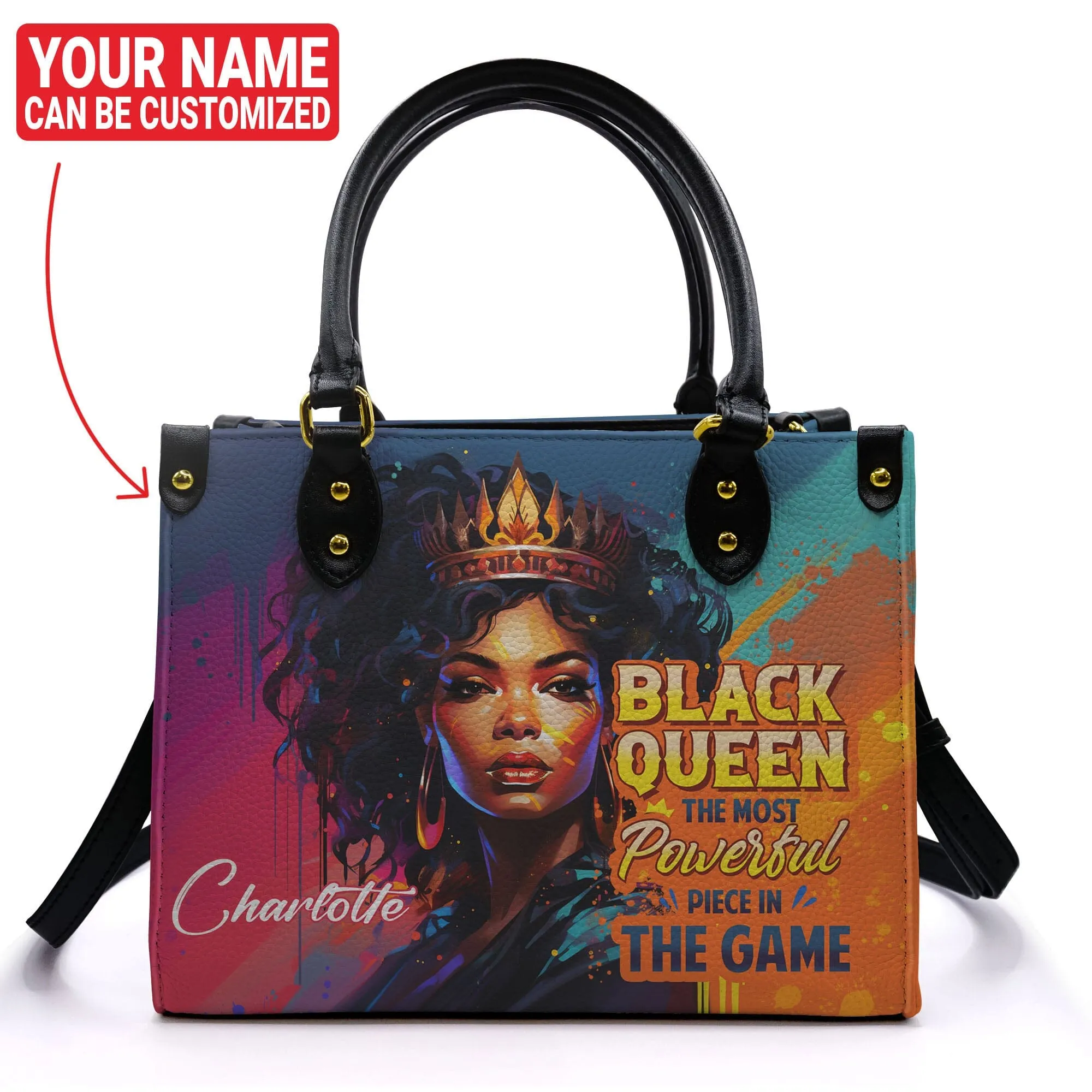 Black Queen The Most Powerful Piece In The Game Leather Handbag