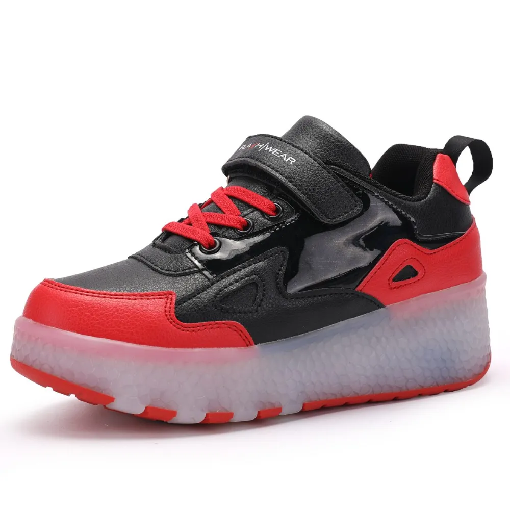 Black/Red Roller Light up Rechargeable Shoes