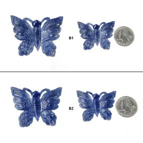 BLUE SAPPHIRE Gemstone Carving : 42.50cts Natural Untreated Unheated Sapphire Hand Carved Butterfly 45*32mm - 35*45mm 1pc (With Video)