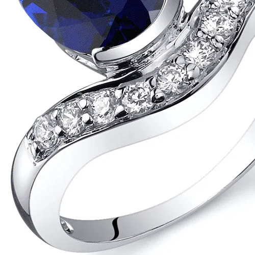 Blue Sapphire Oval Cut Sterling Silver Ring Size 9