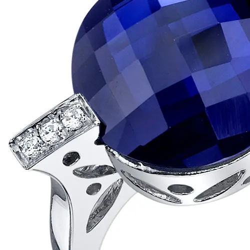 Blue Sapphire Round Cut Sterling Silver Ring Size 9