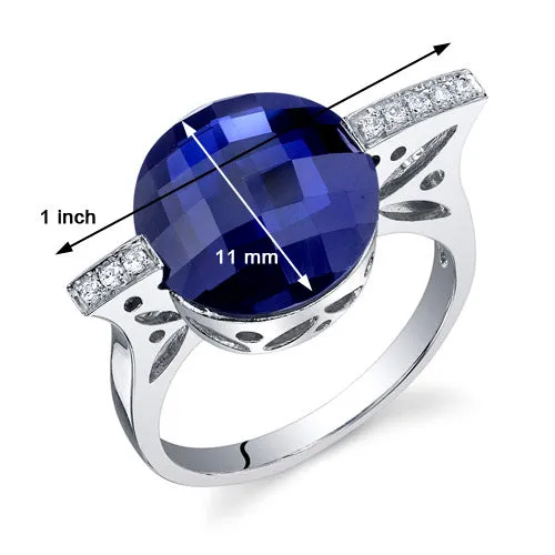 Blue Sapphire Round Cut Sterling Silver Ring Size 9