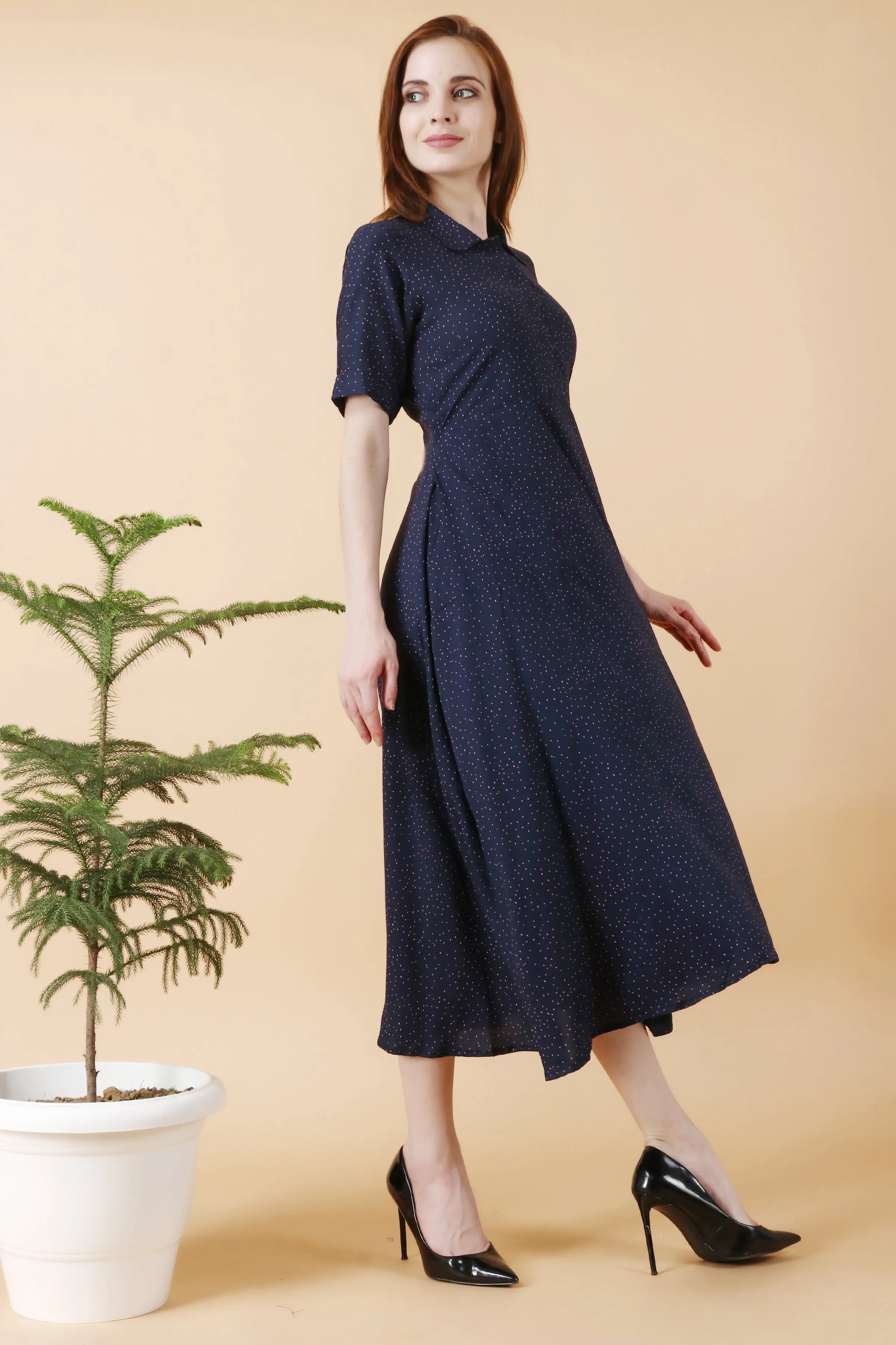 Blue Starlit Rayon Dress