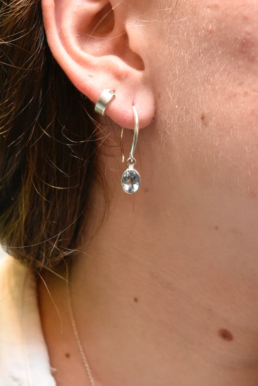 Blue Topaz Signe Earrings - Oval