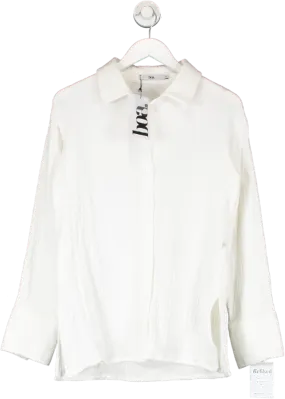 BOA White Cotton Crinkle Oversized Shirt UK XS