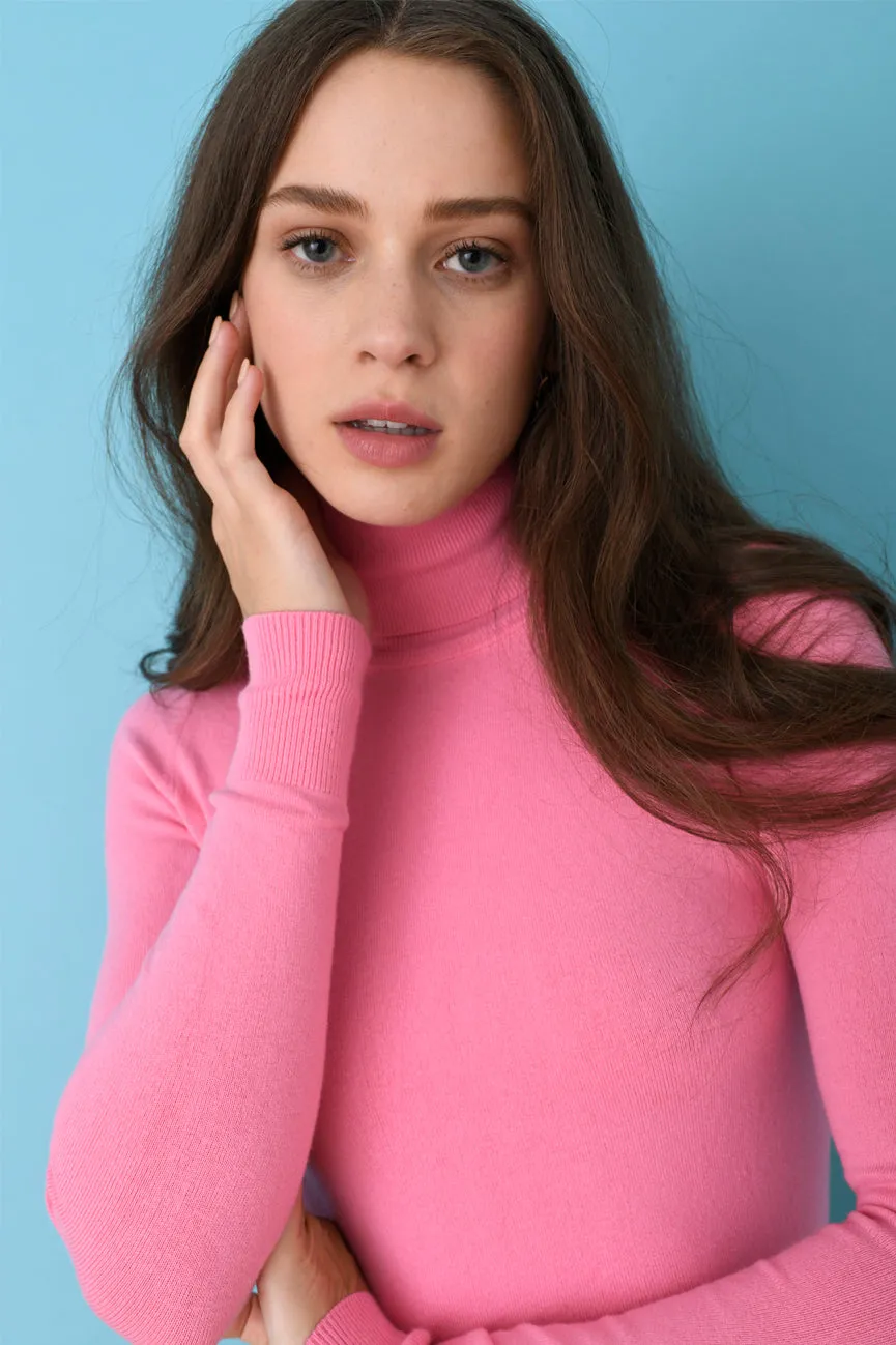 Bubblegum Pink Peachskin Long Sleeve Turtleneck