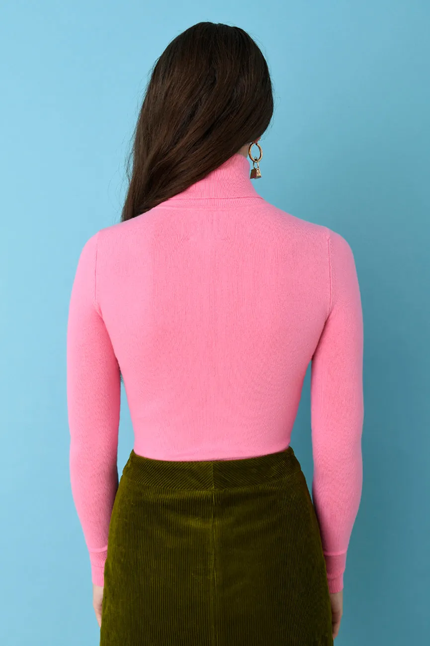 Bubblegum Pink Peachskin Long Sleeve Turtleneck