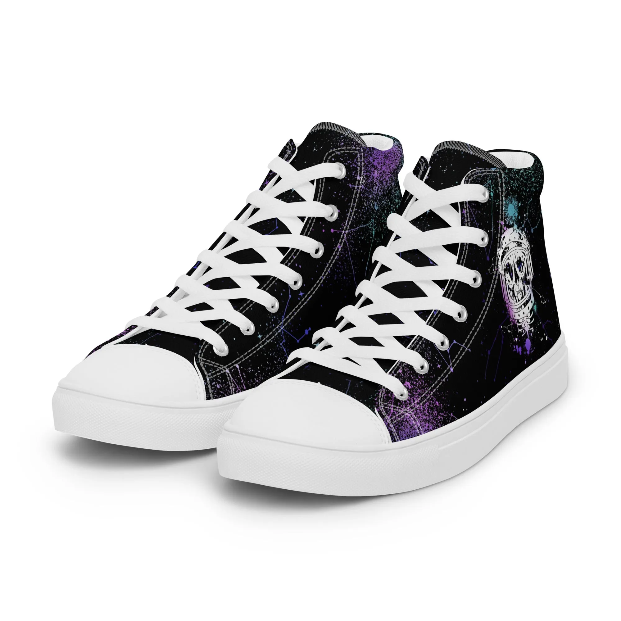 Cat-Astro-Phe Women’s High Top Shoes - Constellation Vegan Sneakers - Comfortable Goth Trainers - Witchy Grunge Fashion