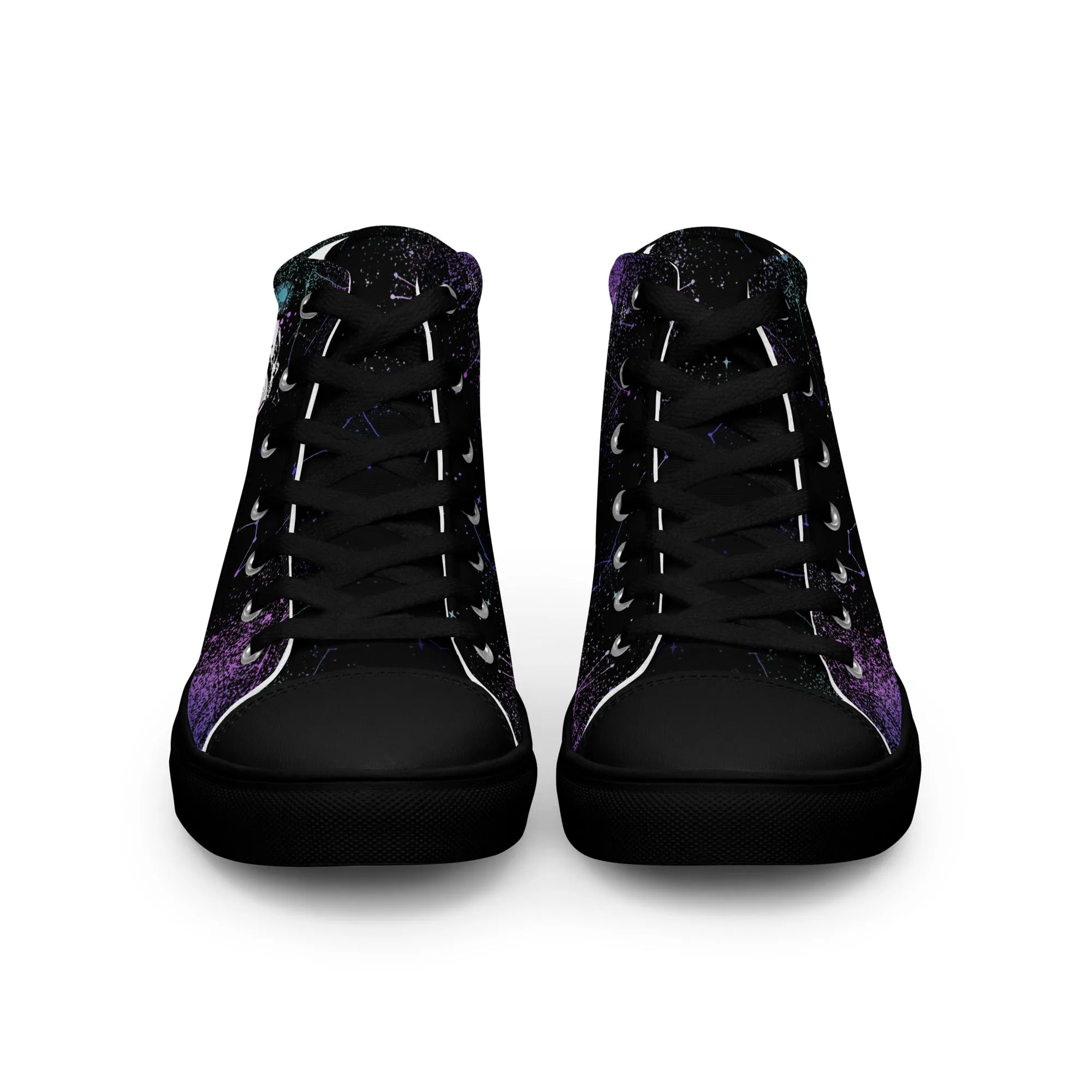 Cat-Astro-Phe Women’s High Top Shoes - Constellation Vegan Sneakers - Comfortable Goth Trainers - Witchy Grunge Fashion