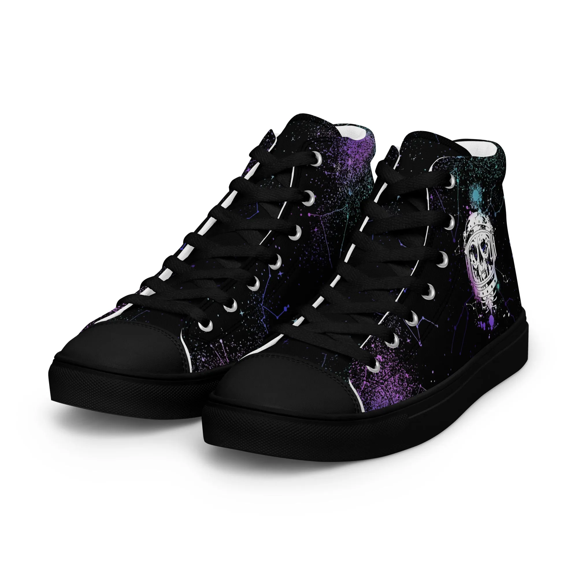 Cat-Astro-Phe Women’s High Top Shoes - Constellation Vegan Sneakers - Comfortable Goth Trainers - Witchy Grunge Fashion