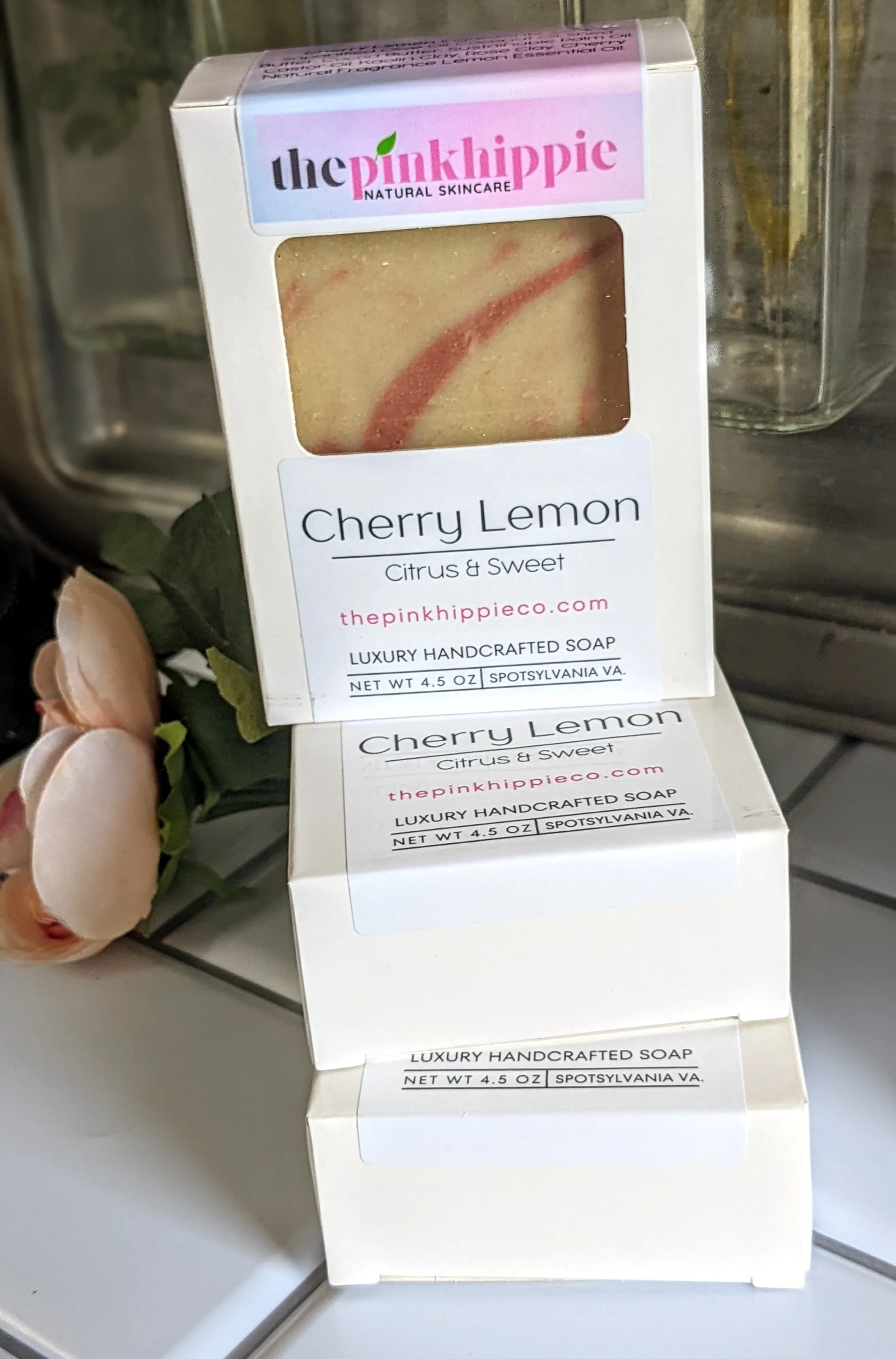 Cherry Lemon -4.5 oz Bar of Soap- Natural Fragrance Cherry, Lemon Essential oil