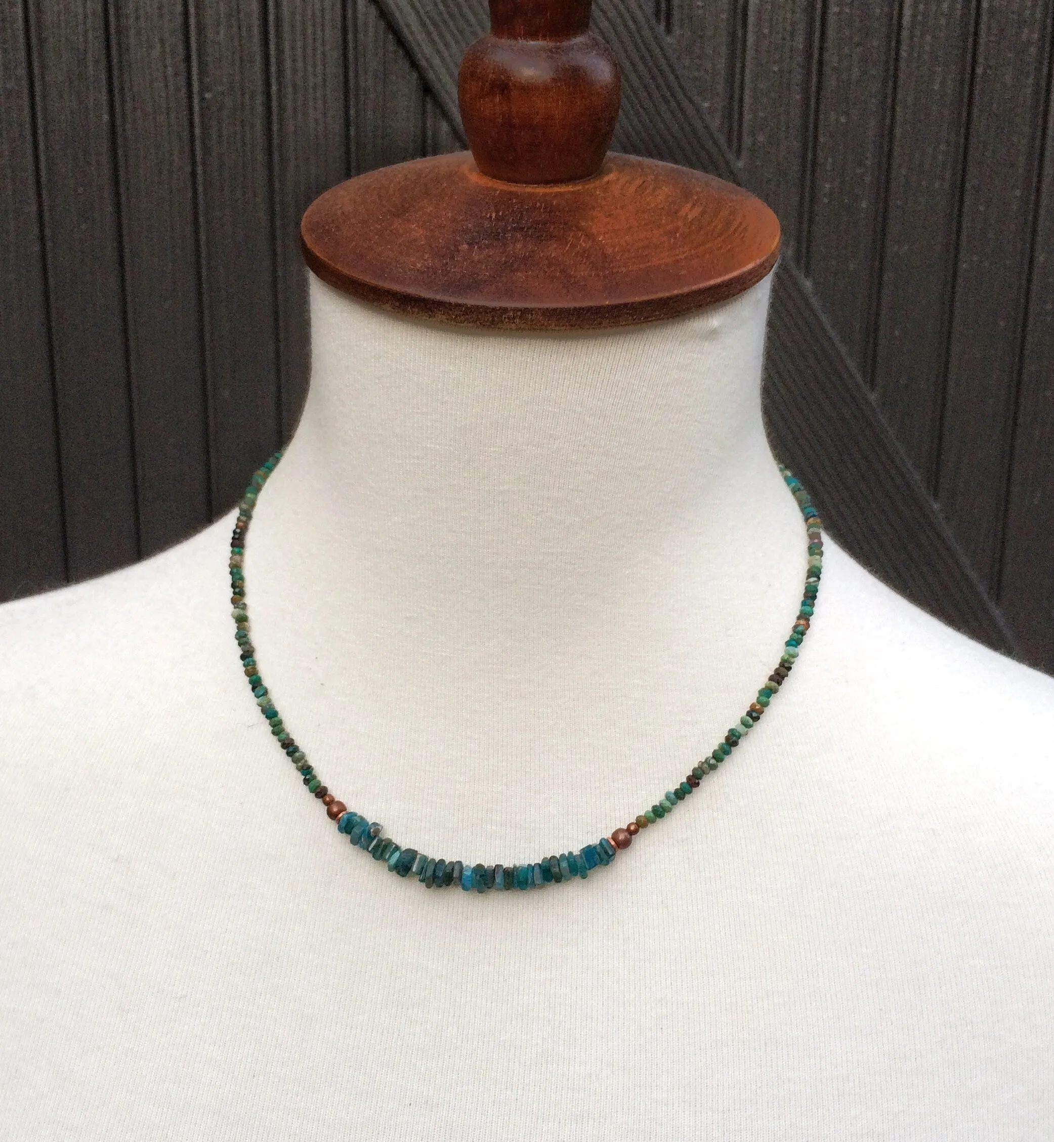 Chrysocolla and Apatite Choker, Colorful Bead Necklace, Stacking Layering Necklace, Blue Stone Bead Choker, Bead Jewelry, Beach Jewelry