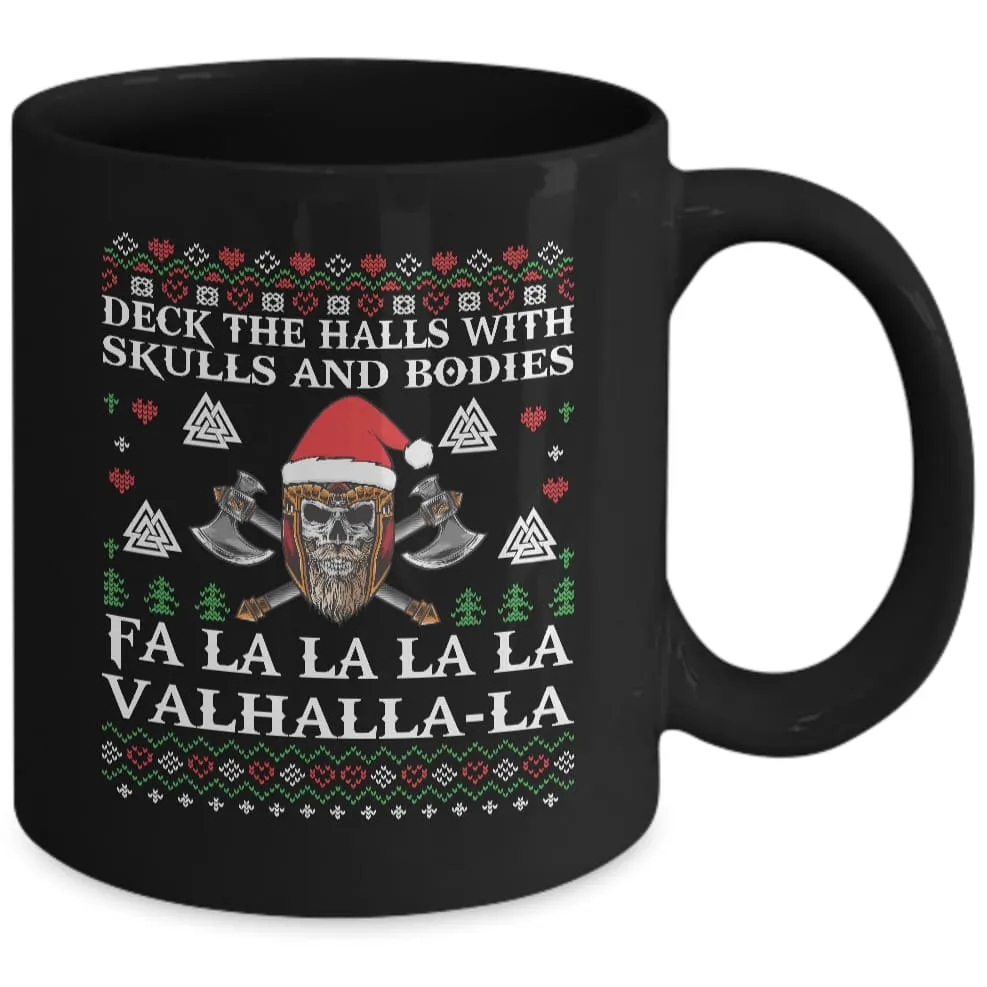 Deck The Halls Christmas Mug Black