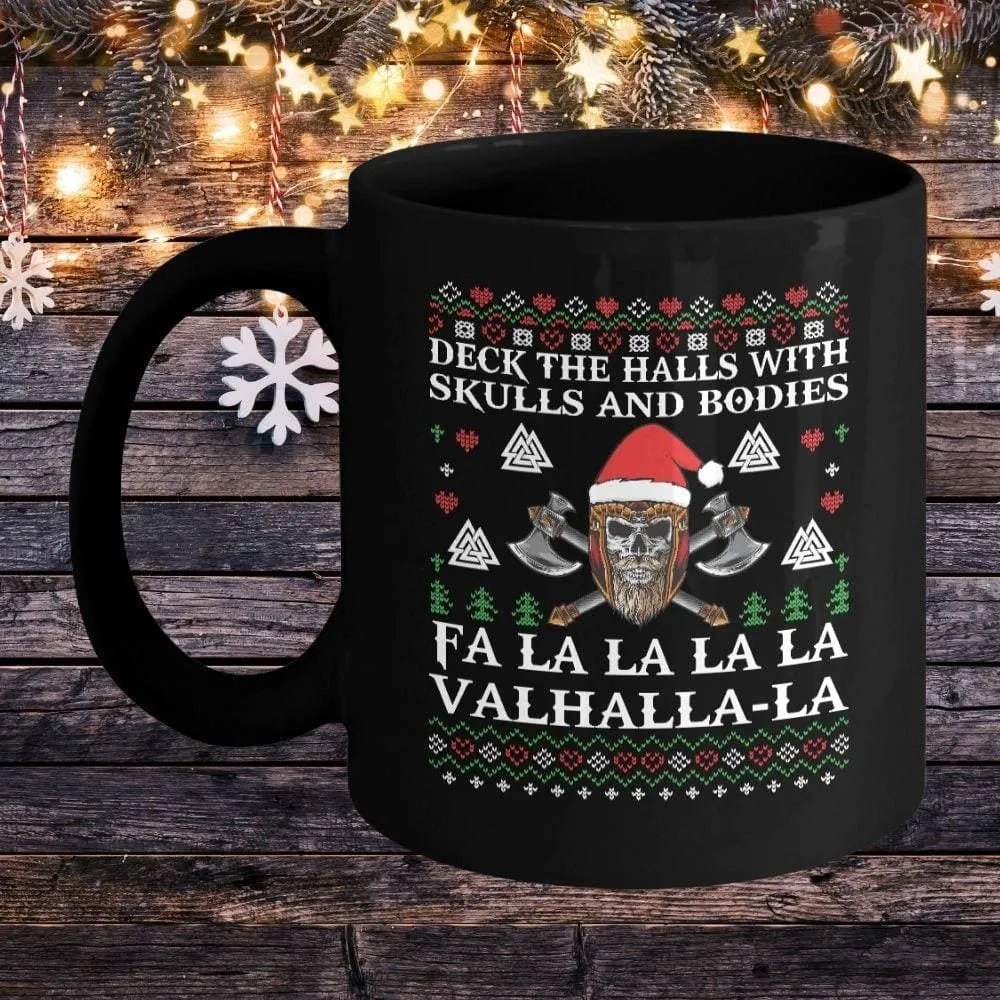 Deck The Halls Christmas Mug Black