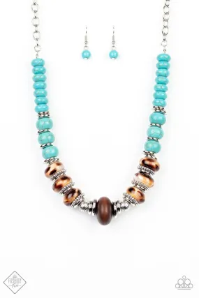 Desert Tranquility Turquoise Blue Stone, Ceramic and Wood Bead Necklace - Paparazzi Accessories