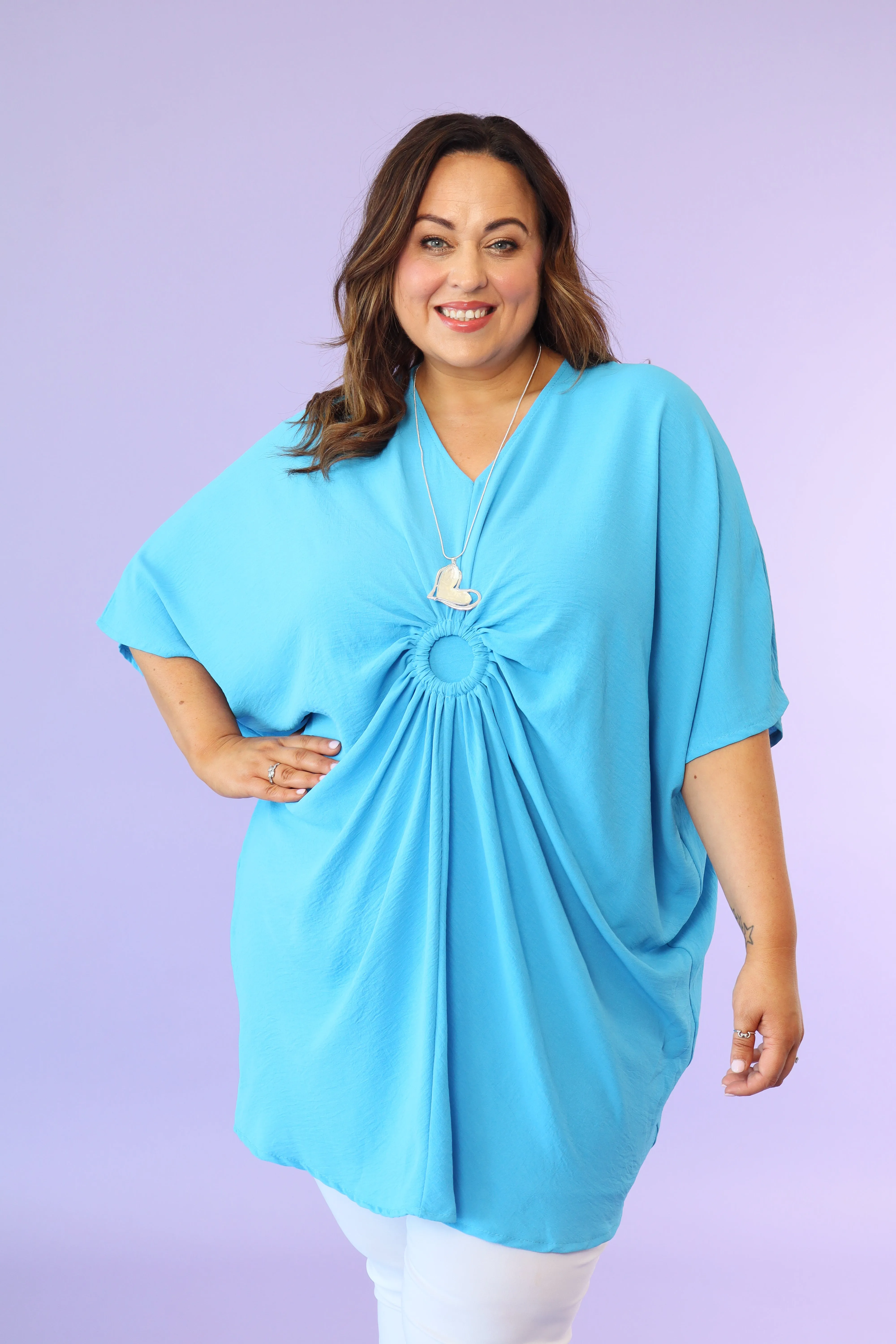 Elena Oversized Tunic in Turquoise