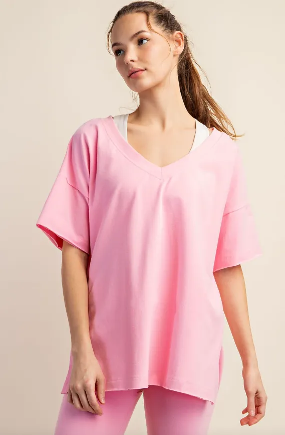 Elisa Oversized Reversible V Neck Tee