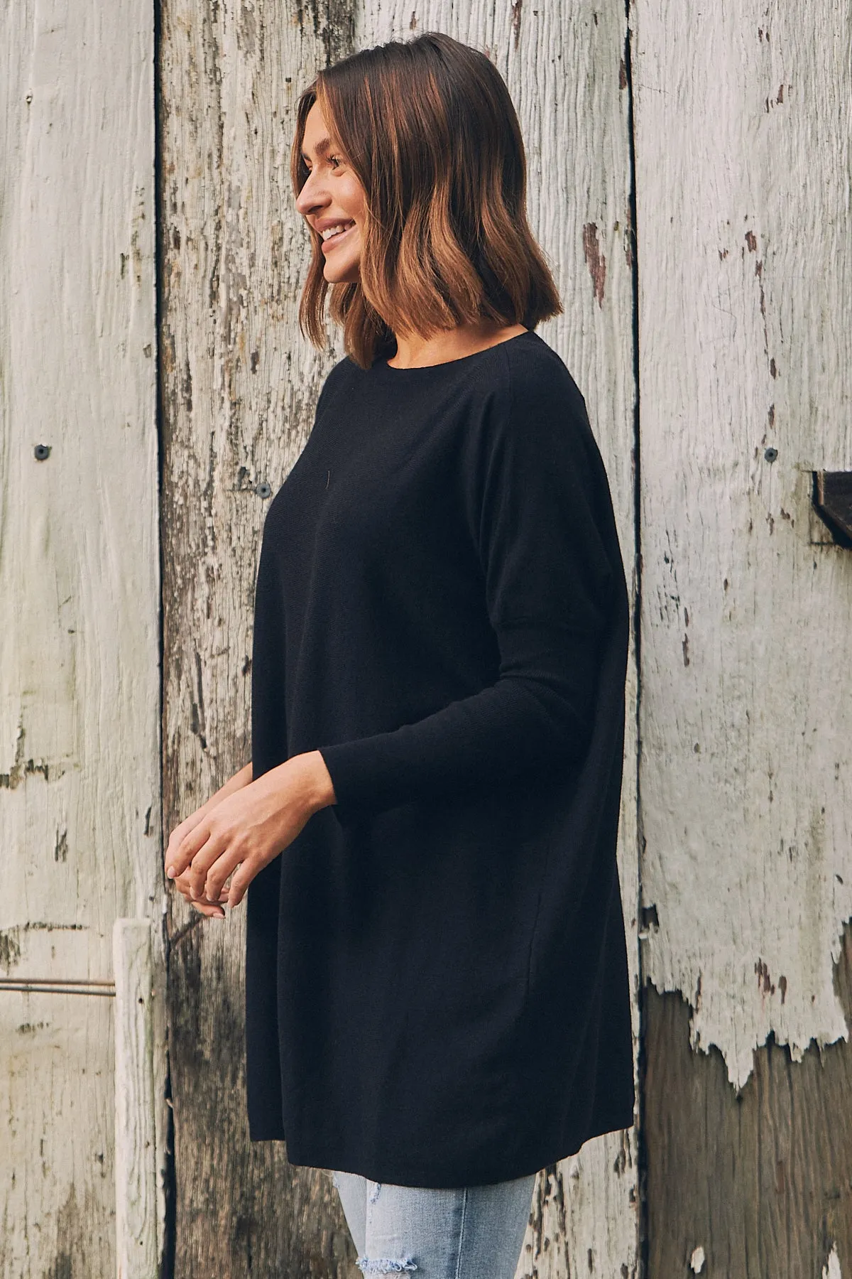 Emerson Oversized Batwing Black Long Sleeve Knit