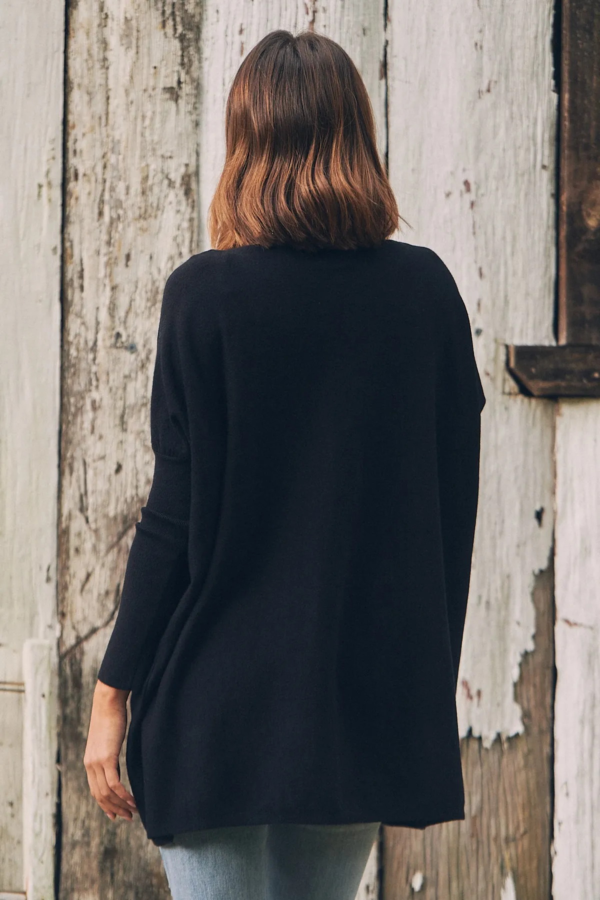 Emerson Oversized Batwing Black Long Sleeve Knit